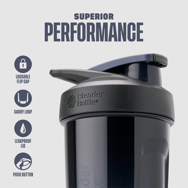 BlenderBottle Strada Shaker Cup Perfect for Protein Shakes and Pre Workout, 24-Ounce, Black