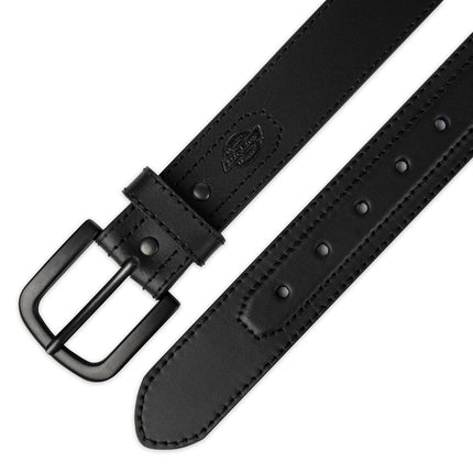 Dickies Men's Industrial Strength Leather Belt – Workwear, Durable, Reinforced, Heavyweight, Black Heavy Stitch, Medium (34-36)