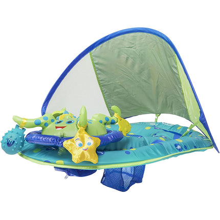 SwimWays 9 to 24 Months Step 1 Inflatable Baby Spring Pool Float Activity Center with Adjustable UPF 50 Sun Canopy & Toys, Octopus