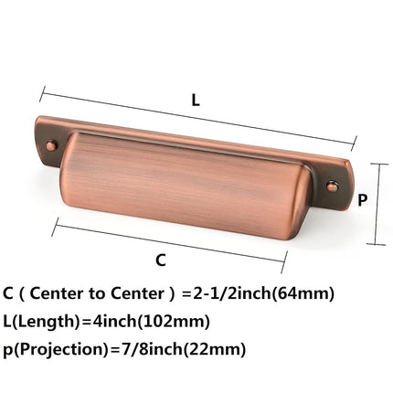 khtumeware 6 Pack 2-1/2"(64mm) Brushed Antique Copper Drawaer Pulls Cabinet Cup Pulls Kitchen Hardware Bin Cup Drawer Pulls Drawer Handles Knobs.