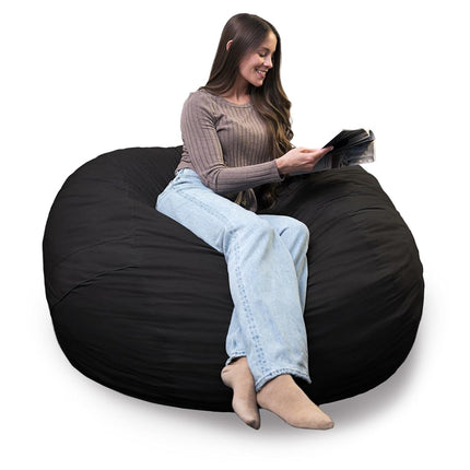 Big Joe 0000655LDS Black XL Fuf Lenox Foam Filled Bean Bag Chair with Liner and Removable Cover, Extra Large with Remvovable