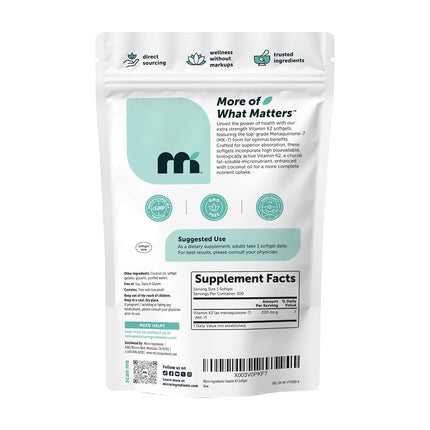 Micro Ingredients Vitamin K2 Complex (MK-4 + MK-7 Formula), 150 mcg, Immune Vitamins and Joint Health Supplement, Non-GMO (300 Count (Pack of 1))