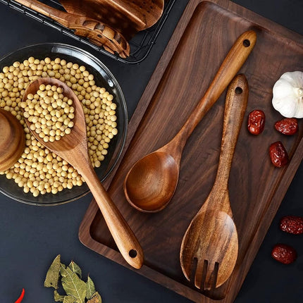 Wooden Spoons for Cooking,12 Pack Wooden Utensils for Cooking Wooden Kitchen Utensils Set Wooden Cooking Utensils Natural Teak Wooden Spatulas for Cooking (12Pcs)