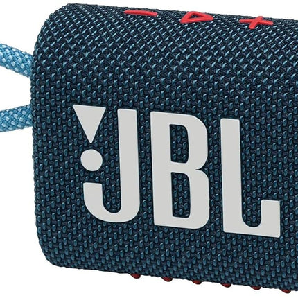 JBL Go 3 Portable Waterproof Wireless Bluetooth Speaker Bundle with Premium Carry Case (Blue Pink)