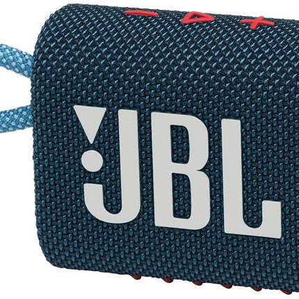 Altavoz inalámbrico Bluetooth portátil e impermeable JBL Go 3 con estuche de transporte premium (azul y rosa)