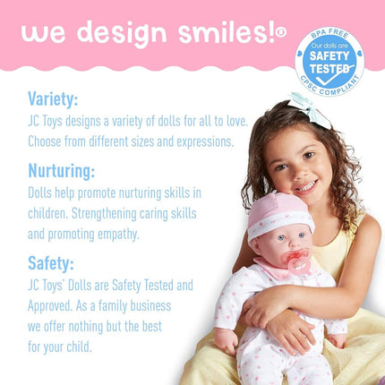 jc toys - 51 cm La Baby Doll Has Soft and Washable Body, Magic Bottle and Pacifier, Pink, Designed in Spain, +2 years old
