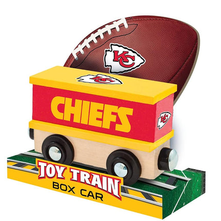 MasterPieces NFL Kansas City Chiefs Vagón de tren de juguete de madera real, 16.5 cm x 14 cm x 5 cm