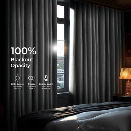 HPD Half Price Drapes Blackout Vintage Textured Faux Dupioni Curtain (1 Panel), Polyester & Polyester Blend, Storm Grey, 50 X 96