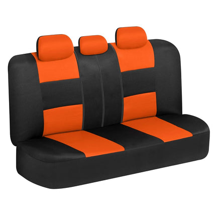 BDK PolyPro Car Seat Covers Full Set in Orange on Black, Front and Rear Split Bench Seat Covers for Cars, Easy to Install Car Seats Cover Set and Accessories for Auto Trucks Van SUV - Orange
