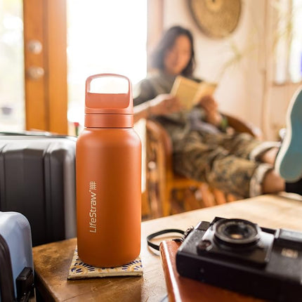 Lifestraw Go Series 2.0 Stainless Steel Water Bottle with Filter, Aegean Sea, 1 Litre Capacity