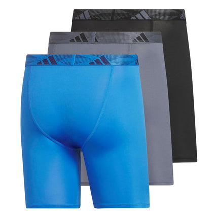 adidas Men's Microfiber Boxer Briefs (3-pack) performance Stretch Moisture-wicking Underwear, Ray Blue/Onix Grey/Black/3-pack, M