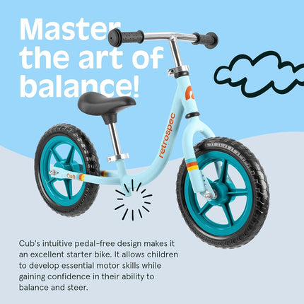 Retrospec Cub 2 Toddler 12" Balance Bike, 18 Months - 3 Years Old, No Pedal Beginner Kids Bicycle for Girls & Boys, Flat-Free Tires, Adjustable Seat, & Durable Frame
