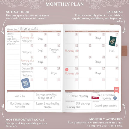 Legend Food Journal, Weight Loss & Meal Tracking Diary 14.5x21 Terracotta