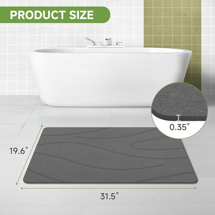 Tapis de bain en pierre Liyarya, tapis de douche en pierre de diatomée pour salle de bain, tapis de bain absorbant, tapis de sol de salle de bain antidérapant, séchage rapide, facile à nettoyer, 80 x 50 cm