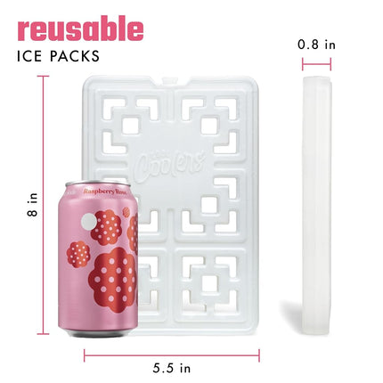 Cool Coolers Fashion Ice by Fit & Fresh, 4 Pack XL Slim Ice Packs, Unique Ice Pack Design for Womens Lunch Bag, Space Saving Reusable Freeze Blocks for Lunch Boxes, Cooler, Pearl White, 4PK