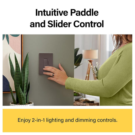 Legrand Radiant RH453PDBCCV6 450W Preset Decorator Rocker Dimmer Light Switch with Locator Light for Dimmable LED and CFL Bulbs, Single Pole/3-Way, Dark Bronze (1 Count)