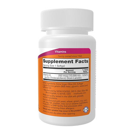 NOW Vitamin D-3 10,000 IU,120 Softgels