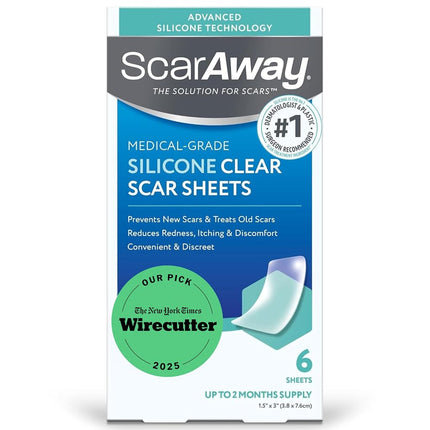 ScarAway Scaraway Clear Silicone Scar Sheets, 6 Co