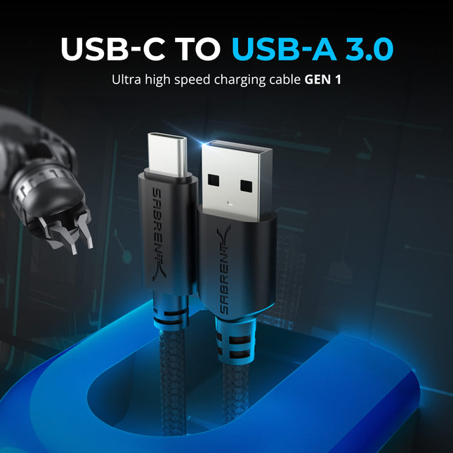 Cable de carga rápida SABRENT 3 USB C, USB tipo C de alta velocidad 5V-3A, el cable USB-C también se puede usar como cable de transferencia de datos 3.2 Gen1, para Galaxy, Note, Sony Xperia, Xiaomi, Switch, ps5, 1,80 m (CB- C3X6)