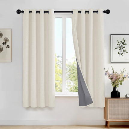 Deconovo Linen-Look 100% Blackout Curtains, Therma