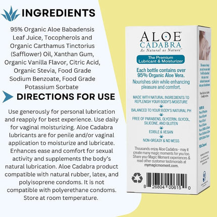 Aloe Cadabra Natural Organic Personal Lubricant, Tahitian Vanilla, 2.5 Ounce