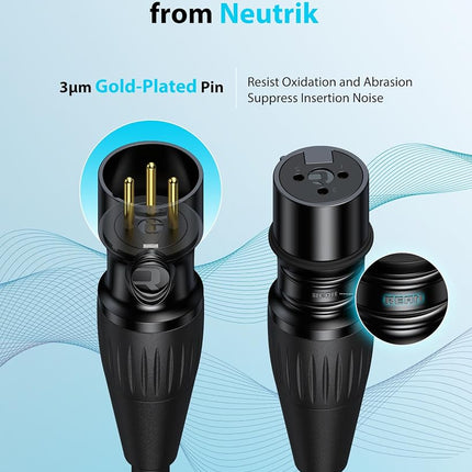 AA AUDIO ACCESSORY XLR Male to 1/4 Cable with XLR Cable 6ft Bundle, Rean Connectors from Neutrik, Kevlar-Reinforced Nylon Braided TRS to XLR Cable, Balanced Quarter Inch to XLR Male Cable, OFC