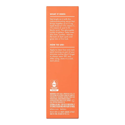 e.l.f. SKIN Bright Icon Vitamin C + E + Ferulic Serum, Brightening & Soothing Face Serum, Helps Even Skin Tone, Vegan & Cruelty-Free, 1 fl oz