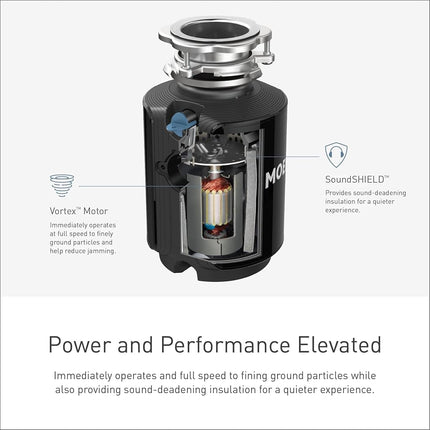 Broyeur d'évier à alimentation continue Moen GXP50C GX Prep Series PRO 1/2 CV, cordon d'alimentation inclus ou non, 5,375 x 13,375 x 5,375 pouces
