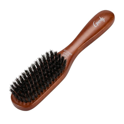Goody Smooth and Sleek Wood Styling Brush with Natural Boar Bristles, Flyaway Free Finish, For All Hair Types, Brown, 1CT