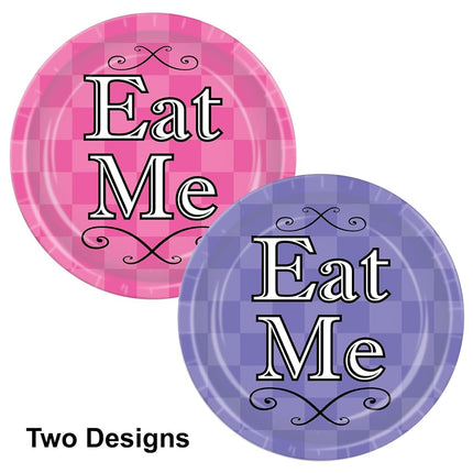 Beistle 58183 24 Piece Alice In Wonderland Plates, 7", Lavender/Pink/Black/White