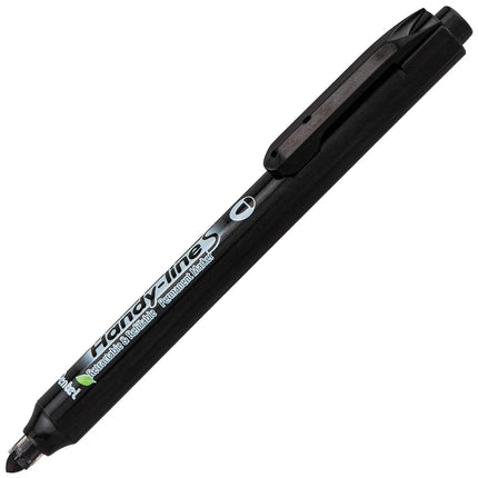 Permanent Retractable Marker Slim Type, 4.5mm Bullet Point, Black Ink, Box of 12