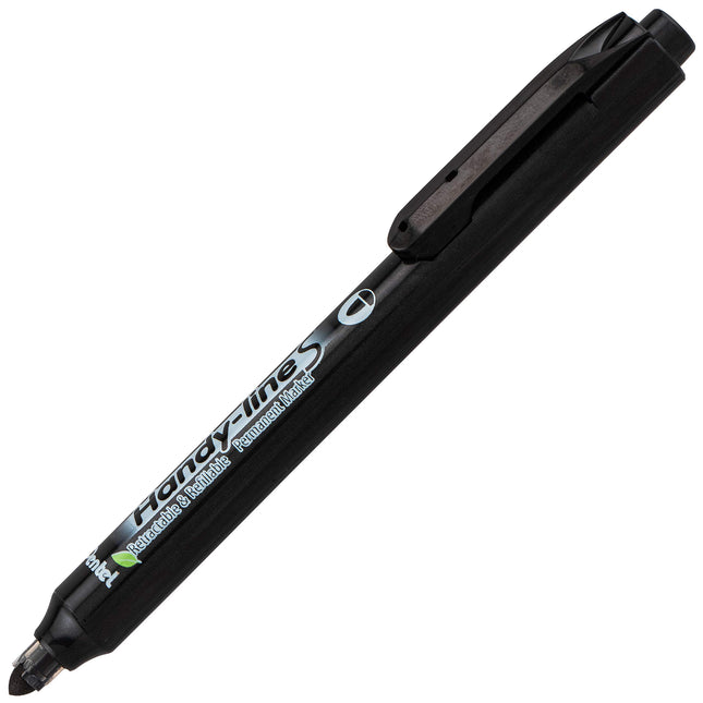 Marqueur permanent rétractable de type fin, pointe ogive 4,5 mm, encre noire, boîte de 12