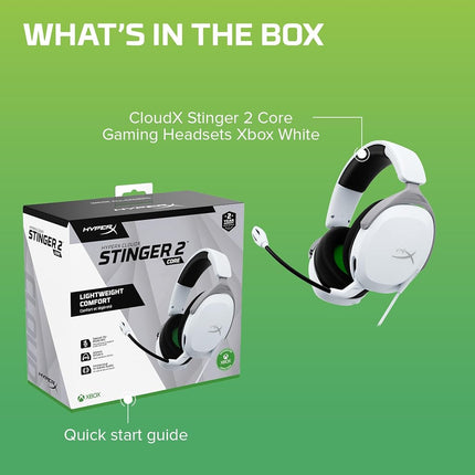 HyperX CloudX Stinger 2 Core - Casque de gaming pour Xbox, Léger, Casque supra-auriculaire avec micro, Fonction muet par rotation, Transducteurs de 40 mm
