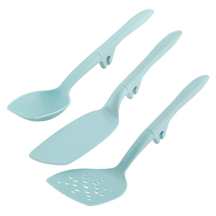Rachael Ray 47915 3-Piece Lazy Tool Set Nylon Slotted Turner, Light Blue