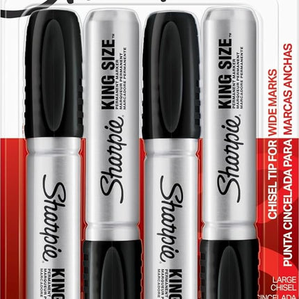 Sharpie King Size Permanent Markers, Black, 4/Pack