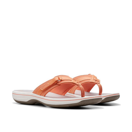 Clarks Women's Breeze Sea Flip-Flop, Tangerine/Pop Synthetic, 5 UK