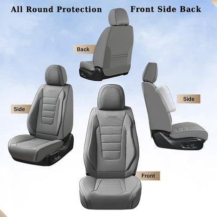 Coverado Seat Covers Full Set, Seat Covers for Cars, Gray Car Seat Cover, Waterproof Car Seat Protector, Nappa Car Seat Cushion, 5 Pieces Car Seat Covers Front Seats and Back Fit for Most Cars