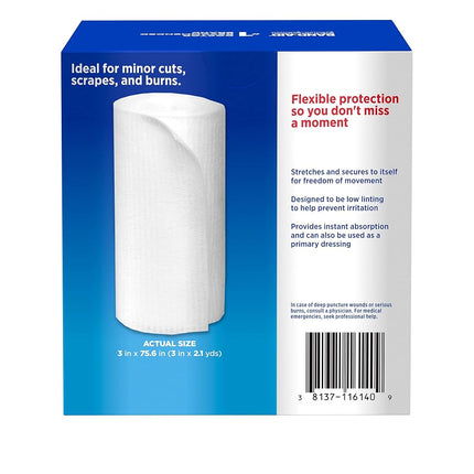 Band Aid Brand First Aid Products Flexible Rolled Gauze for Wound Care Dressing, 3 in x 2.1 yd, 5 ct