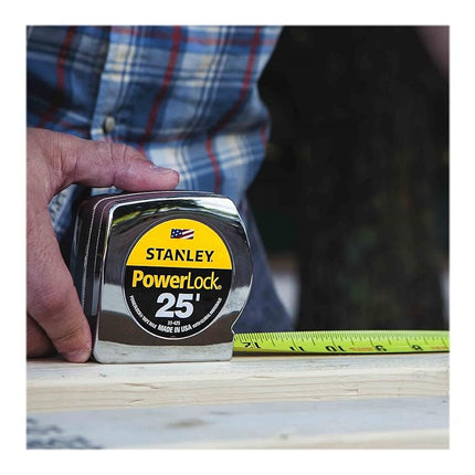 Stanley 33425 Powerlock II Power Return Rule, 1-Inch x 25ft, Chrome/Yellow