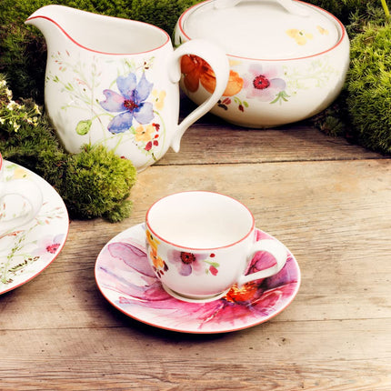 Villeroy & Boch Mariefleur Basic Mocha/Espresso Cup, 80 ml, Height: 4.5 cm, Premium Porcelain, White/Multicoloured