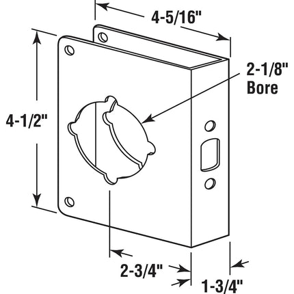 Prime-Line Products U 9575 Reforzador de puerta, 4.44 cm de grosor, 6.98 cm de retén, 5.39 cm de perforación, Latón antiguo