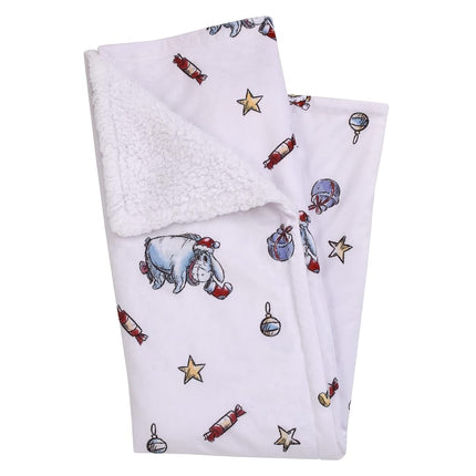 Manta súper suave para bebé de Disney Winnie the Pooh y Eeyore, regalo navideño de Navidad Blanca de Sherpa
