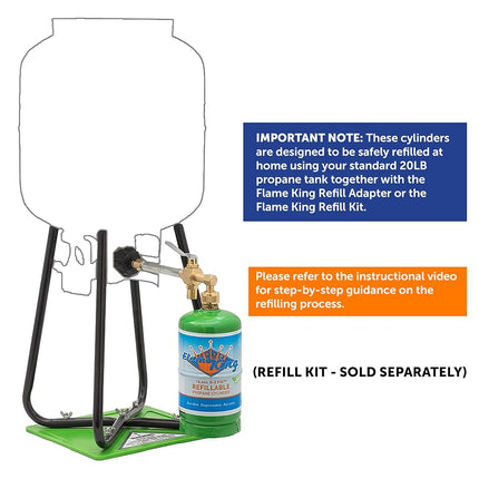 Flame King Refillable 1LB Empty Propane Cylinder Tank - Reusable - Safe and Legal Refill Option - DOT Compliant-16.4 oz (2-Pack), green (YSN164-2)