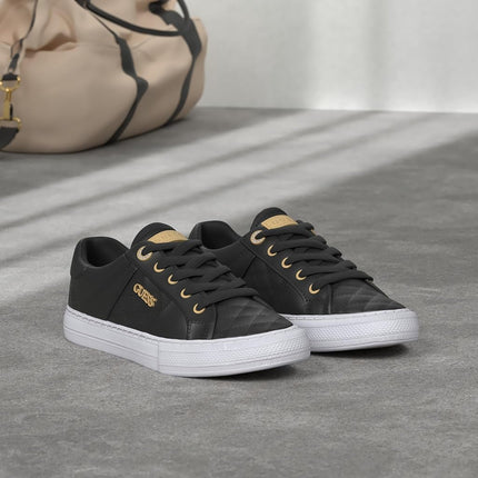 GUESS Women's Loven Sneaker, Black Multi, 5.5 UK