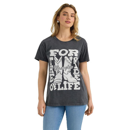 Wrangler Womens Retro Ride of Life Graphic Tee, Grey, M