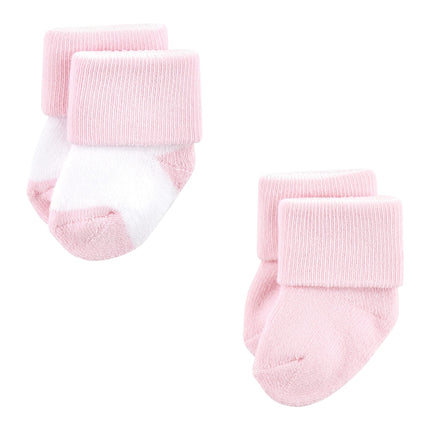 Luvable Friends Baby Girls Unisex Newborn Terry Socks, Coral Dots, 6-12 Months, (Pack of 12)