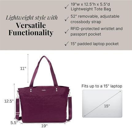 Baggallini Carryall Laptop Tote, Mulberry, One Size