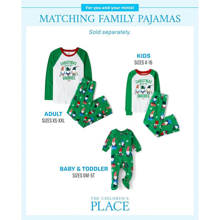 The Children's Place Baby Family Matching, Holiday Pajama Sets, Fleece, Green Christmas with My Gnomies, XX-Large
