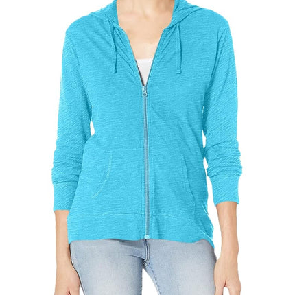 Hanes Women's Jersey Full Zip Hoodie, Process Blue, X-Large