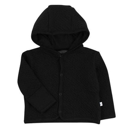 HonestBaby Unisex-Baby Matelasse Snap-Front Hoodie 100% Organic Cotton Infant Baby Boys, Girls, Black, Newborn